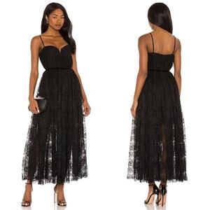 Sau Lee Selena Structured Lace Midi Dress Size 6 NWT Solid Black